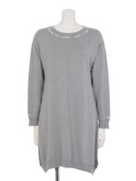 【BSC】 クリアタッセルビジュ付ニットOP/ライトグレー