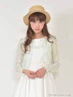 シェル釦カーディガン/ライトグリーン