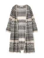 ネイティブ柄トッパーカーディガン/カーキ(181)