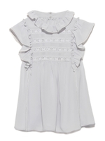 ノースリーブフリルブラウス/SAX