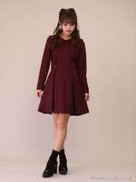 ビッグカラーウールワンピース/ブラック