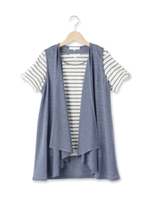 ボーダーT&ジレSET/オレンジ(067)