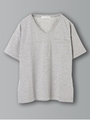 16/-OE天竺ポケット付きVネックTシャツ/杢グレー