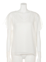 【LATINA】ジョーゼットレイヤードVネックトップス/BK