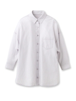 ストライプ柄ドルマン七分袖シャツ/ライトグレー(311)