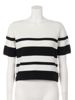 ランダムボーダートップス/O/WHT