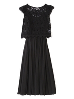 LACE x CHIFON LONG SKIRT SET UP/ブラック(010)