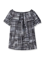 [L]アートチェックブラウス/ブラック(119)