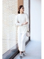 【AZUL by moussy】ACバルキーワイドリブスリットチュニックプルオーバー/O/WHT