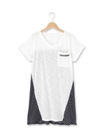 スラブ天竺×ジョーゼットチュニックワンピース/ホワイト(502)