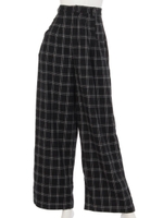 チェックワイドパンツ/ブラック