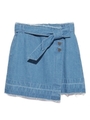 デニム台形ラップスカート/BLU