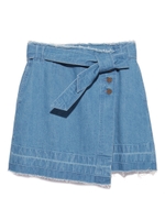 デニム台形ラップスカート/BLU