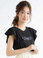 フレア袖ロゴTシャツ/オフ