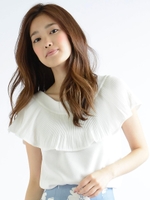 プリーツ衿プルオーバー/ネイビー