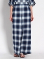 モダールオンブレチェックワイドパンツ/ブルー