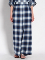 モダールオンブレチェックワイドパンツ/ブルー