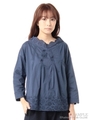 レースMIX製品染めブラウス/ブルー