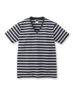 21/1VネックプレーンボーダーTシャツ/ダークグリーン(023)