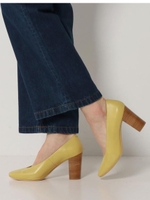 BFC レザーVラインパンプス/YELLOW