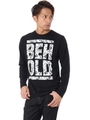 【AZUL by moussy】BEHOLD天竺クルーネック長袖T/BLK