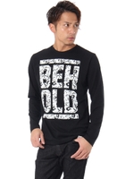 【AZUL by moussy】BEHOLD天竺クルーネック長袖T/BLK