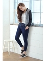 【AZUL by moussy】ジョーゼット×レース MA-1/柄BLK