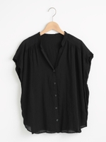 ギャザースキッパーフレンチシャツ/ブラック