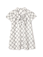 チェックボウタイブラウス/ホワイト(032)