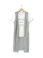 ニットジレ×Tシャツセット/ライトベージュ(051)