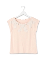 パールリボンモチーフフレンチカットソー/ベビーピンク(071)