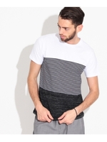 粗挽き杢パネル切り替えTシャツ/ホワイト(501)