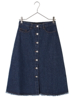 ・デニムフロントボタンスカート/インディゴ