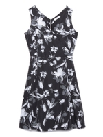 【emmi atelier】フラワープリントフレアワンピース/BLK