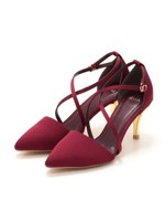 クロススカラップパンプス/ベージュ