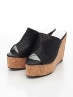 サマーメッシュコルクウエッジサンダル/ブラック