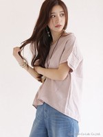 フレンチリネンBackリボンブラウス/ネイビー