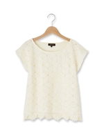 レース異素材プルオーバー/ホワイト(001)