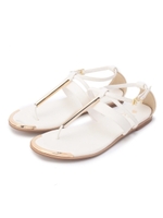 レザー調メタルフラットサンダル/ブラウン(042)