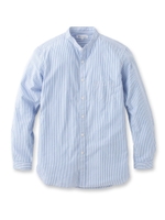 ロンドンストライプバンドカラーシャツ/サックス(190)