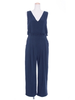 【1stline】ウエストタックオールインワン/ネイビー