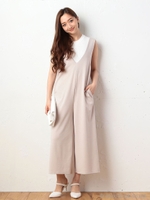 カットワイドサロペット/ベージュ