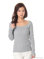 16.SSオフショルリブ長袖トップス/ベージュ