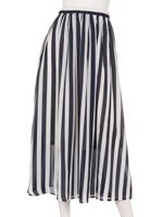 【mystic】ストライプロングスカート/NAVY