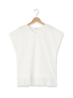 オーガニックコットン異素材裾カットソー/ホワイト系(002)