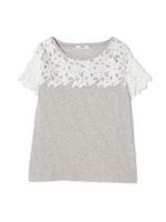 ケミカルレース×天竺カットソー/グレー(020)