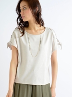 ショルダーレースアッププルオーバー/キャメル