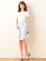 バックルギンガムチェックスカート/ブルー