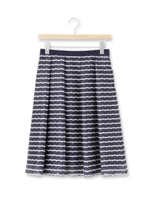 リボンカットボーダーフレアスカート/ネイビー(393)