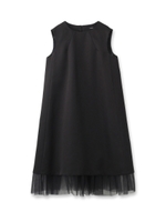 裾チュールサテンドレス/ブラック(019)